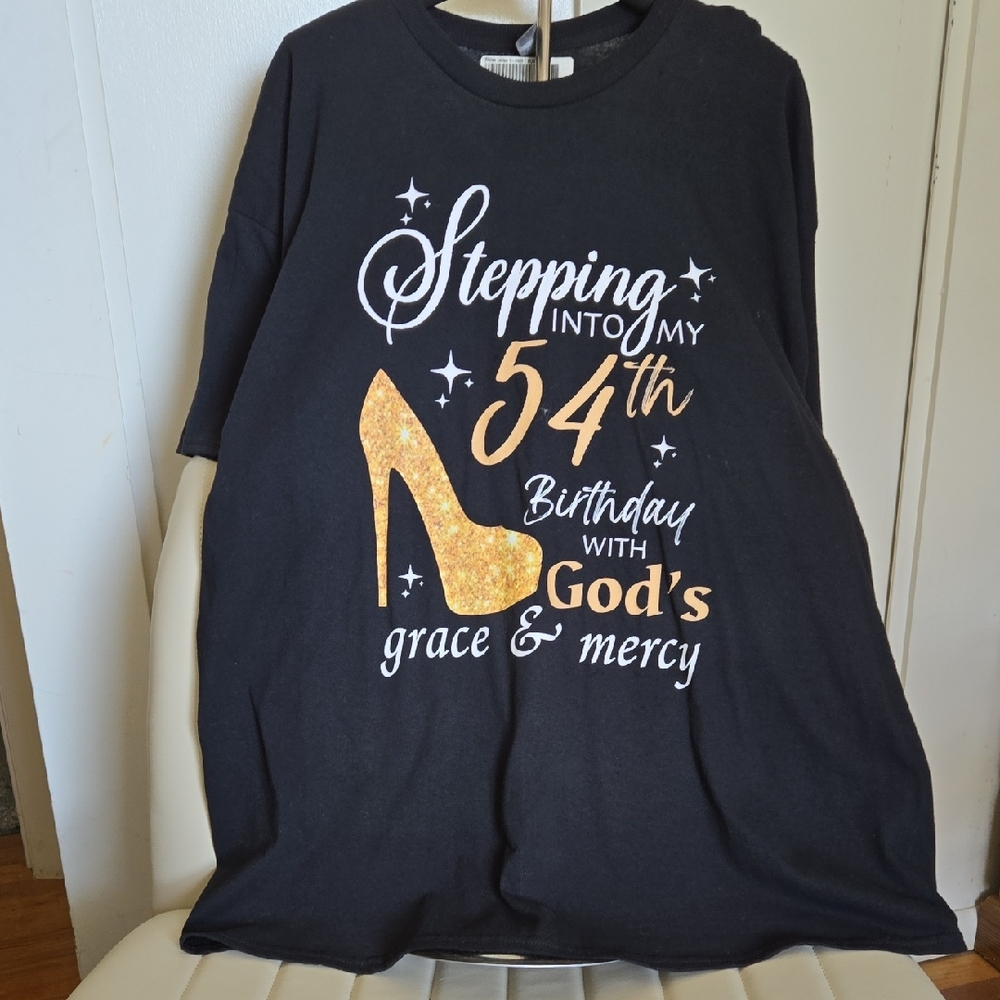 Black Graphic Tee with Gold Accents